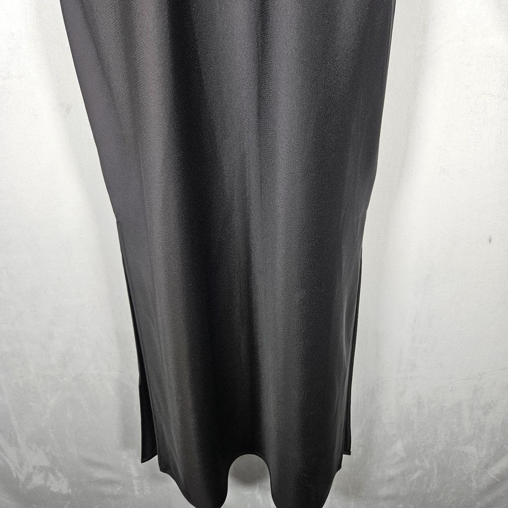 Anthropologie BHLDN Dress 8 Cali Satin Black Midi Slip Strappy Bridesmaid Prom - Picture 10 of 16